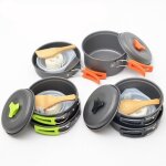 Batterie de cuisine de camping, ensemble d'ustensiles de cuisine en plein air, vaisselle de camping, ...