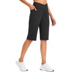 Bermuda long pour femme longueur genou 35, 6 cm taille haute avec poches yoga Bermuda long pour femme longueur genou 35, 6 cm taille haute avec poches yoga