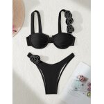 Bikini bikini a armatures couleur unie fleur tridimensionnelle fendue maillot de bain pour femme maillot ... Bikini bikini a armatures couleur unie fleur tridimensionnelle fendue maillot de bain pour femme maillot ...