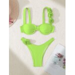 Bikini bikini a armatures couleur unie fleur tridimensionnelle fendue maillot de bain pour femme maillot ... Bikini bikini a armatures couleur unie fleur tridimensionnelle fendue maillot de bain pour femme maillot ...