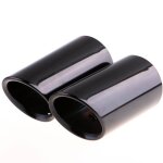 Black 2 pices / ensemble chrome placage acier inoxydable voiture echappement silencieux pointe tuyaux ...