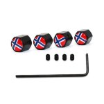 Black1 ensemble en alliage de zinc antivol norvge drapeau national pneu valve tige capuchon pneu roue ...