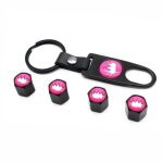 Black4 pices en alliage de zinc antivol voiture roue pneu valve bouchons tige air + 1 pices en cuir ...