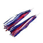 (bleu et blanc) banderoles de vlo pour filles et garons, poignes de vlo, pompons, ruban, fixation ...