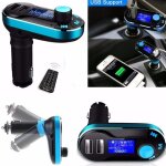 Bluetooth radio lecteur mp3 autoradio transmetteur fm usb sd modulateur voiture bleu