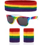 Bnhgo - ensemble daccessoires lgbt arc - en - ciel 1pc bandeau et 2pcs bracelets et 1 paire de lunettes ...