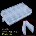 Bo�te de leurres de p�che a 20 cellules, deux niveaux de 16cm x 9. 5cm x 3. 9cm, avec force visible transparen ...