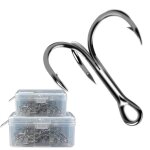 Bote de 50 hameons pointus en acier a haute teneur en carbone, crochets de pche a la carpe en mer, ...