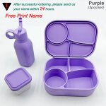Bote a bento en silicone avec nom, ensemble de bouteilles d'eau en paille, rcipient a boissons alisenspour ...