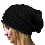 Bonnet ample en laine tricot pour homme et femme, bonnet chaud surdimensionn pour le ski, collection ...
