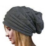 Bonnet ample en laine tricot pour homme et femme, bonnet chaud surdimensionn pour le ski, collection ...