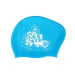 Bonnet de bain pour cheveux longs bleu / blanc