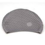 Bonnet de bain extra large en silicone etanche pour cheveux longs - confortable et protecteur gris