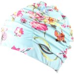 Bonnet de bain pliss� en tissu avec p�tales pour la plage, la protection du bord de mer, les cheveux ...