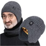 Bonnet d'hiver tricot� pour homme avec doublure en polaire et protection des oreilles - chaud et coupe ...