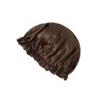Bonnet de nuit 100 % soie de mrier pour femme, foulard doux pour dormir caf m