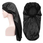 Bonnet de nuit long en satin le noir