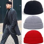 Bonnet de pcheur tricot sans bords pour homme et femme, chapeau chaud, baggy, melon, manchette, hiver ...