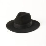 Bonnet avec ruban, laine 57 cm - noir