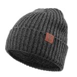 Bonnet en tricot thermique, bonnet d'hiver, chapeau chaud gris