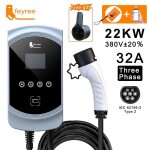 Borne de recharge voiture electrique evse wallbox 22kw 3phase vope2 cble prise iec62196 - 2.