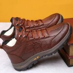 Bottines en cuir a semelle composite epaisse pour homme, chaussures d'hiver de styliste en cuir de vache, ...