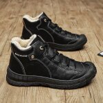 Bottines de neige en cuir a semelle souple pour homme, chaussures d'hiver chaudes et confortables de ...