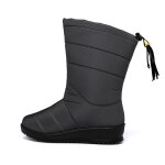 Bottines de neige impermables pour femme, chaussures en peluche, en duvet de fourrure, noires, a la ...