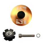 Bouchon de direction aluminium jaune or tube 1 1 / 8  potence capot etoile oversized velo cycle vtt vtc ...
