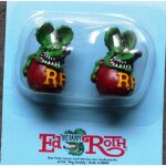 Bouchon valve de roue (x2) rat fink vert auto moto velo rod