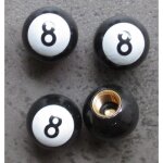 Bouchon valve de roue (x4) 8 ball blanc auto moto billard