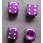 Bouchon valve de roue (x4) dé en alu anodisé violet auto moto velo Bouchon valve de roue (x4) dé en alu anodisé violet auto moto velo