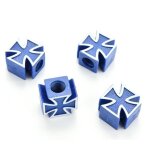 Bouchon valve de roue (x4) croix malte bleu auto moto
