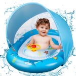 Bouee bebe avec parasol upf50 + protection uv flotteur bebe anneau de natation avec volant b�b� si�ge ...