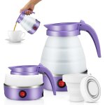 Bouilloire portable de camping 600ml, bouilloire pliable, mini bouilloire electrique en silicone pour ... Bouilloire portable de camping 600ml, bouilloire pliable, mini bouilloire electrique en silicone pour ...