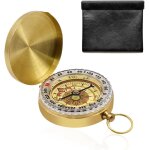 Boussole en laiton portable imperméable avec etui en cuir pour randonnée, enfants, camping, activités ... Boussole en laiton portable imperméable avec etui en cuir pour randonnée, enfants, camping, activités ...
