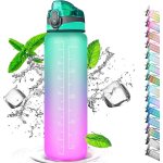 Bouteille d'eau de 1 litre avec paille, avec marqueurs de temps, bouteille de velo de sport (degrade ...