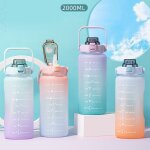 Bouteille d'eau de grande capacité de 2000ml, avec couvercle a rebond, rappel de l'heure, anti - fuite, ... Bouteille d'eau de grande capacité de 2000ml, avec couvercle a rebond, rappel de l'heure, anti - fuite, ...