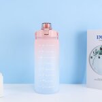 Bouteille d'eau de grande capacit� 2l avec couvercle de rebond, rappel d'�chelle de temps, tasse givr�e ...
