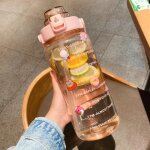 Bouteilles d'eau en paille de sport de 2000ml avec autocollants, grande tasse de fitness, bouilloire, ...