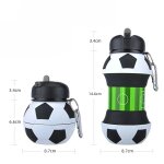 Bouteille d'eau pliable en forme de ballon de football pour enfant, tasse en silicone, portable, 550ml ...