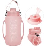 Bouteilles d'eau pliables en silicone 2l: gourde sport pliable avec paille et poign�e de sangle, anti ...
