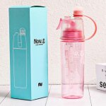 Bouteille d'eau portable spray brume sports voyage rev�tue boire bouteille d'escalade - rose - 600ml