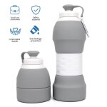 Bouteille d'eau rtractable pliante en silicone, 580ml, portable, pour sports de plein air, verres, randonne, ...