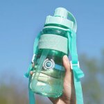 Bouteille d'eau de sport en plastique de 2 litres, grande capacit, avec paille, bouilloire, pour escalade ...