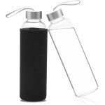 Bouteille d'eau en verre borosilicate 550 ml sans bpa, anti - fuite idale pour l'cole la maison le ...