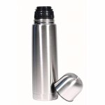 Bouteille thermos isotherme acier chrome 0. 5 litre 50 cl bouchon poussoir fosco 469506 randonnee balade ...