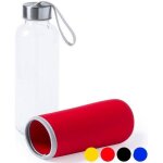 Bouteille en verre a etui et poigne de transport - bouteille d'eau ou jus en verre couleur - orange