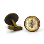 Boutons de manchette boussole vintage, 1 paire, boutons de manchette de chemise franais pour hommes, ...