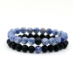 Bracelets de fitness a distance en marbre noir et blanc pour hommes et femmes, perles porte bonheur, ...